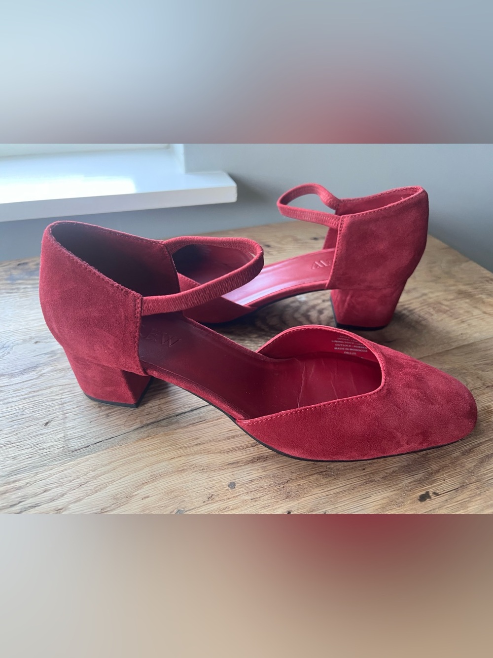 J Crew Mollie Elastic Strap Heel in Red Suede Size 8 - Picture 5 of 6